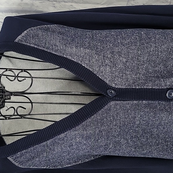 Express Button Down‎ Knit Ribbed Denim Women's Navy Blue Cardigan Sweater - Picture 2 of 8